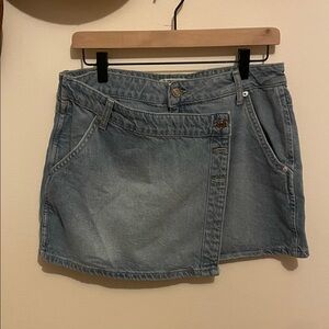 We The Free Light Blue Denim Wrap Skirt